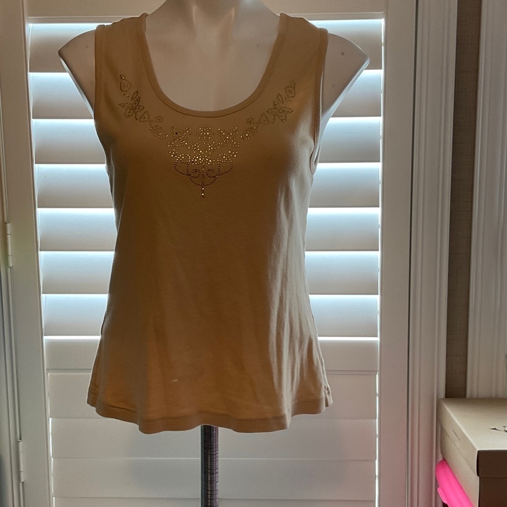 Chic Tan Embellished Tank Top